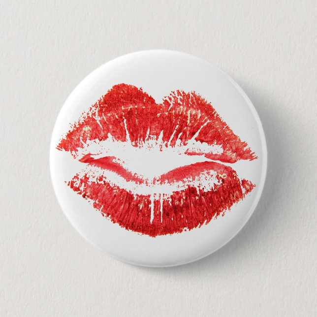 Red Lips 6 Cm Round Badge (Front)