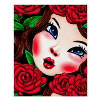 Red Lips and Red Roses Pattern