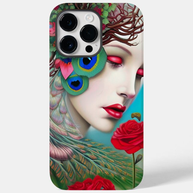 Red Lips and Roses Peacock Abstract   Case-Mate iPhone Case (Back)