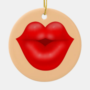Red lips big kiss ceramic tree decoration