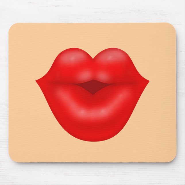 Red lips big kiss mouse pad (Front)