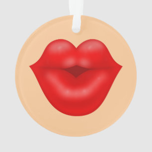 Red lips big kiss ornament