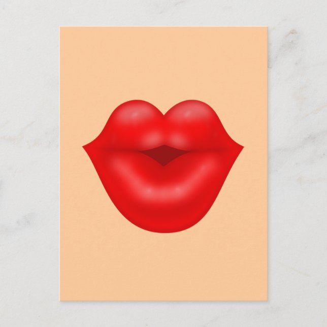 Red lips big kiss postcard (Front)