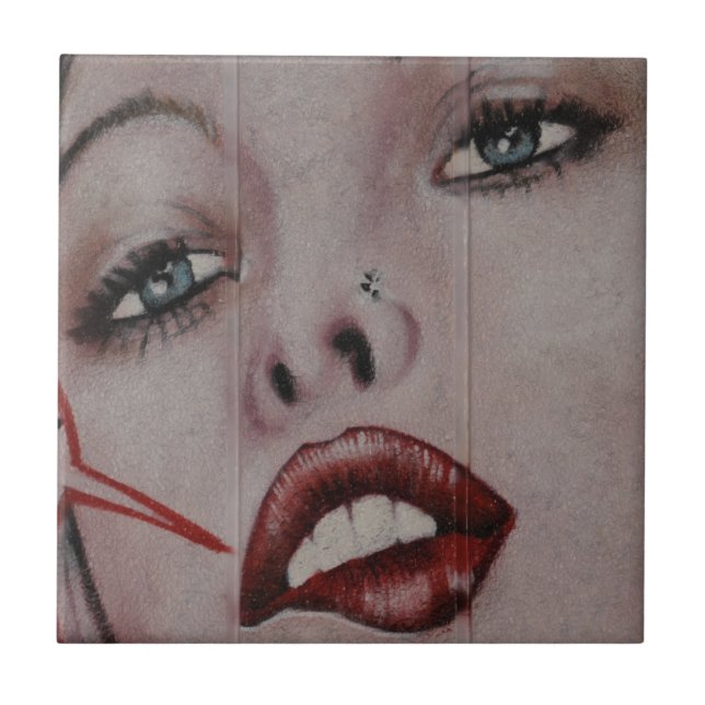 Red lips ceramic tile (Front)
