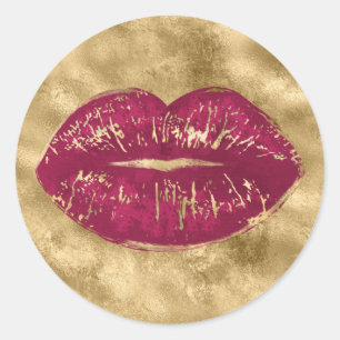 Red Lips Classic Round Sticker