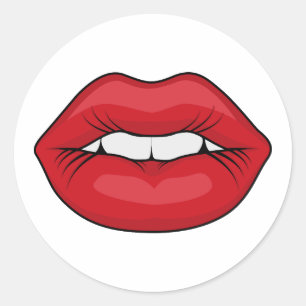 Red Lips Classic Round Sticker