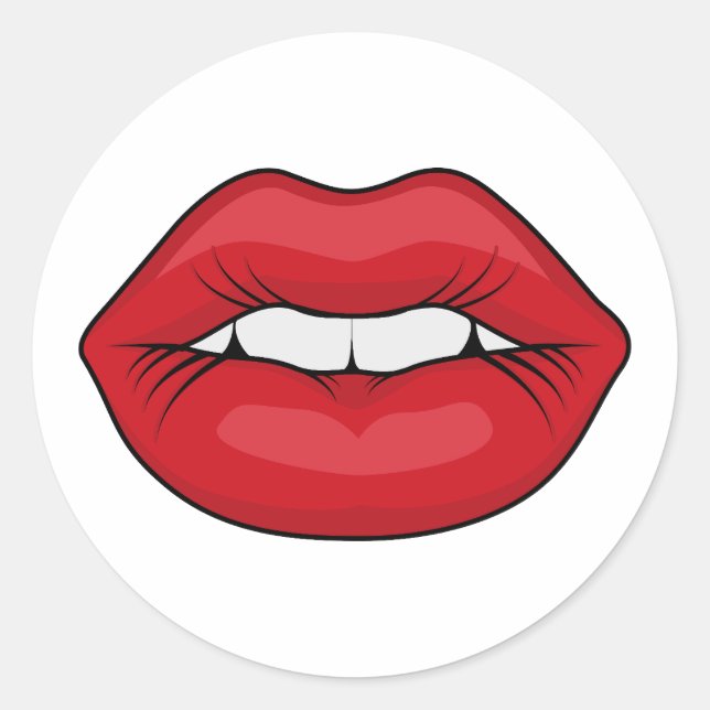 Red Lips Classic Round Sticker (Front)