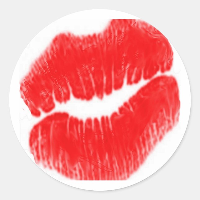 Red Lips Classic Round Sticker (Front)