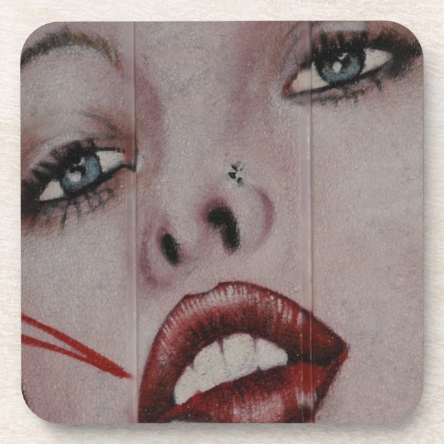 Red lips coaster (Front)