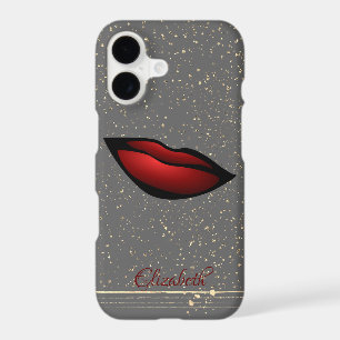 Red Lips, Confetti, Gold Stripes - Personalised