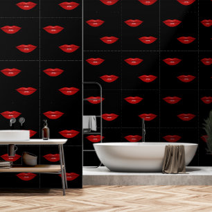 Red Lips Custom Colour Black Wallpaper