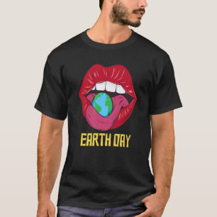 Red Lips Earth Day Cute Save The Planet Environmen T-Shirt