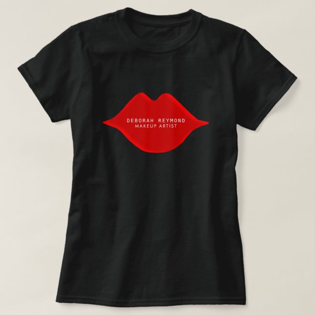 red lips for a makeup artist beauty black T-Shirt (Design Front)