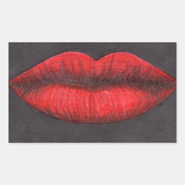 Red Lips Graphic Rectangular Sticker (Front)