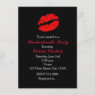 Red Lips KISS Bachelorette Party Invitation