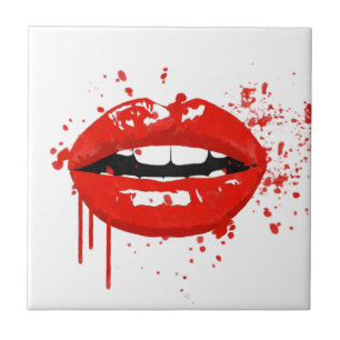 Red lips kiss beauty fashion makeup ceramic tile