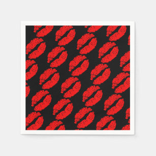 Red Lips Kiss Beauty Makeup Birthday Party Napkin