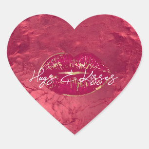 Red Lips Kiss Heart Sticker