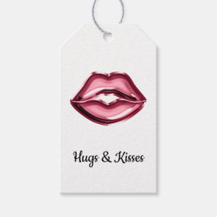 Red Lips Kiss Hearts Gift Tags