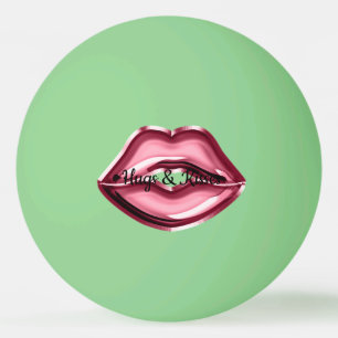 Red Lips Kiss Hearts Ping Pong Ball