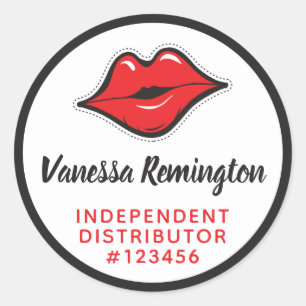 Red Lips Kiss Lipstick & Beauty Distributor Custom Classic Round Sticker