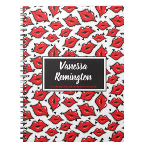 Red Lips Kiss Lipstick & Beauty Distributor Custom Notebook