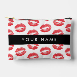 Red Lips, Kiss, Lipstick, Your Name, Personalise Accessory Pouch