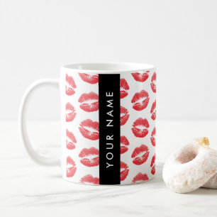 Red Lips, Kiss, Lipstick, Your Name, Personalise Coffee Mug
