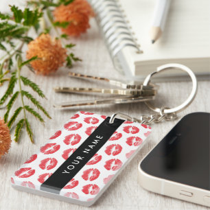 Red Lips, Kiss, Lipstick, Your Name, Personalise Key Ring