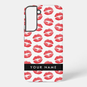 Red Lips, Kiss, Lipstick, Your Name, Personalise Samsung Galaxy Case