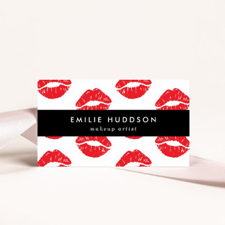Red Lips, Kiss, Pattern Of Lips, Makeup Artist Business Card