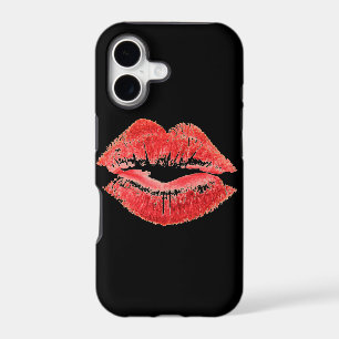 red lips kiss print iphone case