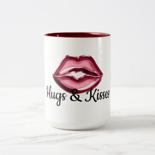 Red Lips Kiss Two-Tone Coffee Mug