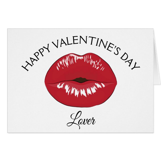 Red Lips Kiss Valentine's Day  Card (Front Horizontal)