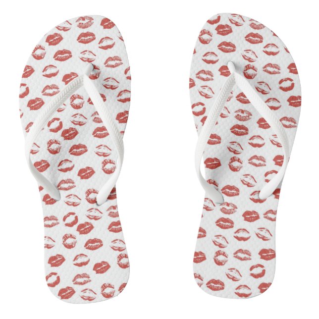 Red Lips Kisses Thongs (Footbed)