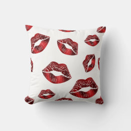 Red Lips Kissing Pattern Valentine's Day Cushion