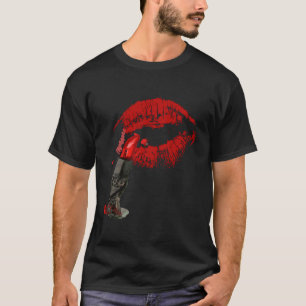 Red Lips Lipstick Kiss Me For Makeup T-Shirt