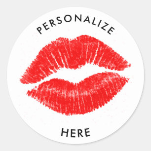 Red Lips Lipstick Lip Stain Makeup Beauty Classic Round Sticker