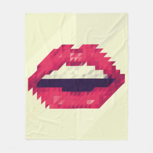 Red lips made of small triangles, pixelshipster,pi fleece blanket