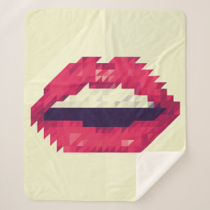 Red lips made of small triangles, pixelshipster,pi sherpa blanket