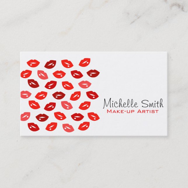 Red lips Make-up artist business card (Front)