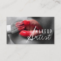 Red Lips MakeUp Artist Cosmetology Business Card