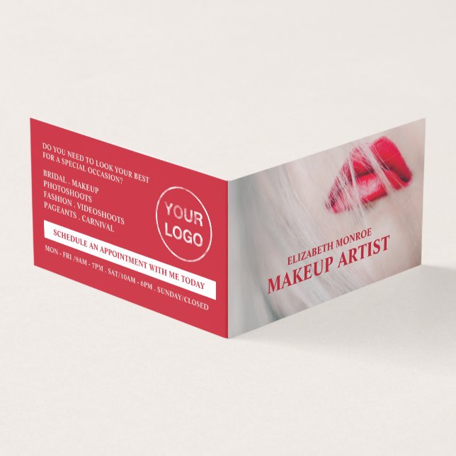 Red Lips, Makeup Artist, Loyalty Card, Business Card (Outside)