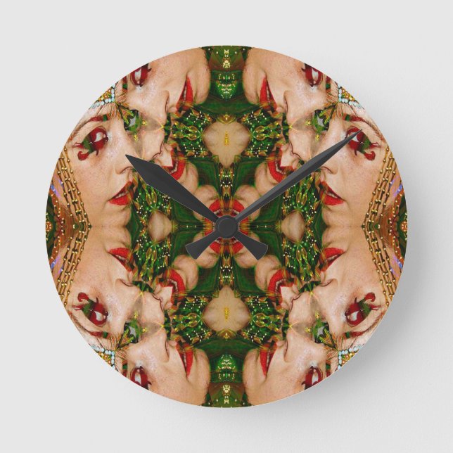 Red Lips Mandala Round Clock (Front)