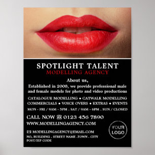 Red Lips, Modeling Agency, Model Agent Advert Poster