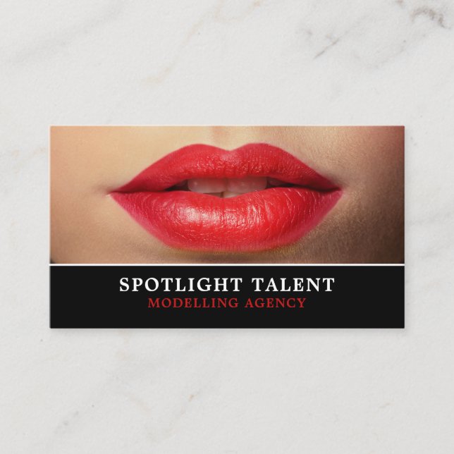 Red Lips, Modelling Agency, Model Agent Business Card (Front)