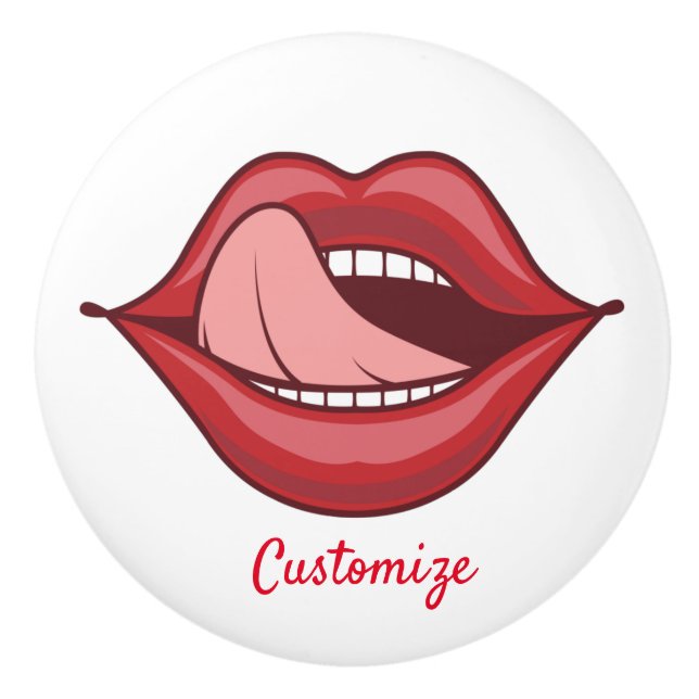 Red Lips Open Mouth Thunder_Cove Ceramic Knob (Front)
