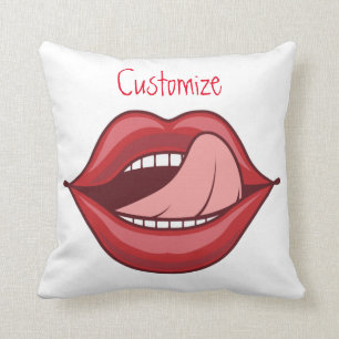 Red Lips Open Mouth Thunder_Cove  Cushion