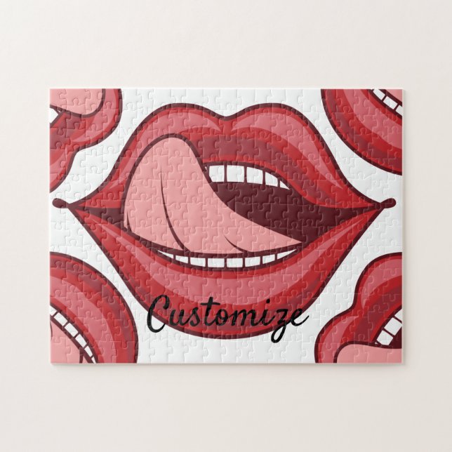 Red Lips Open Mouth Thunder_Cove Jigsaw Puzzle (Horizontal)