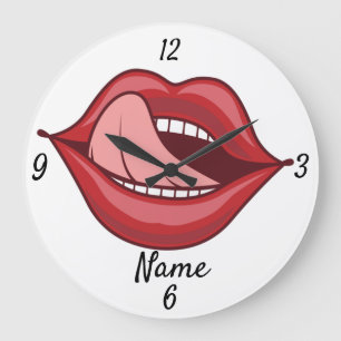 Red Lips Open Mouth Thunder_Cove Large Clock
